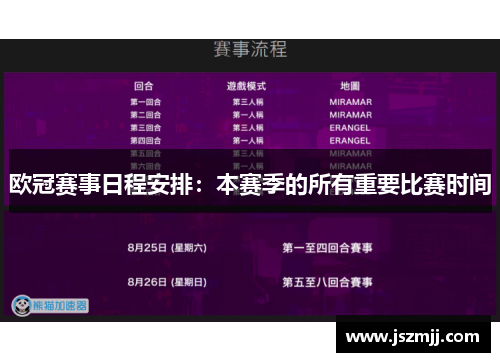 欧冠赛事日程安排：本赛季的所有重要比赛时间
